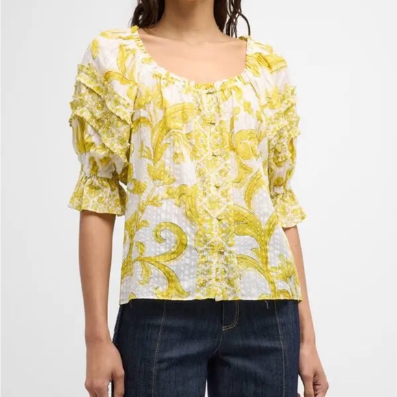 Ramy Brook Lula Off-Shoulder Button-front Floral Women's Top - Picture 1 of 8